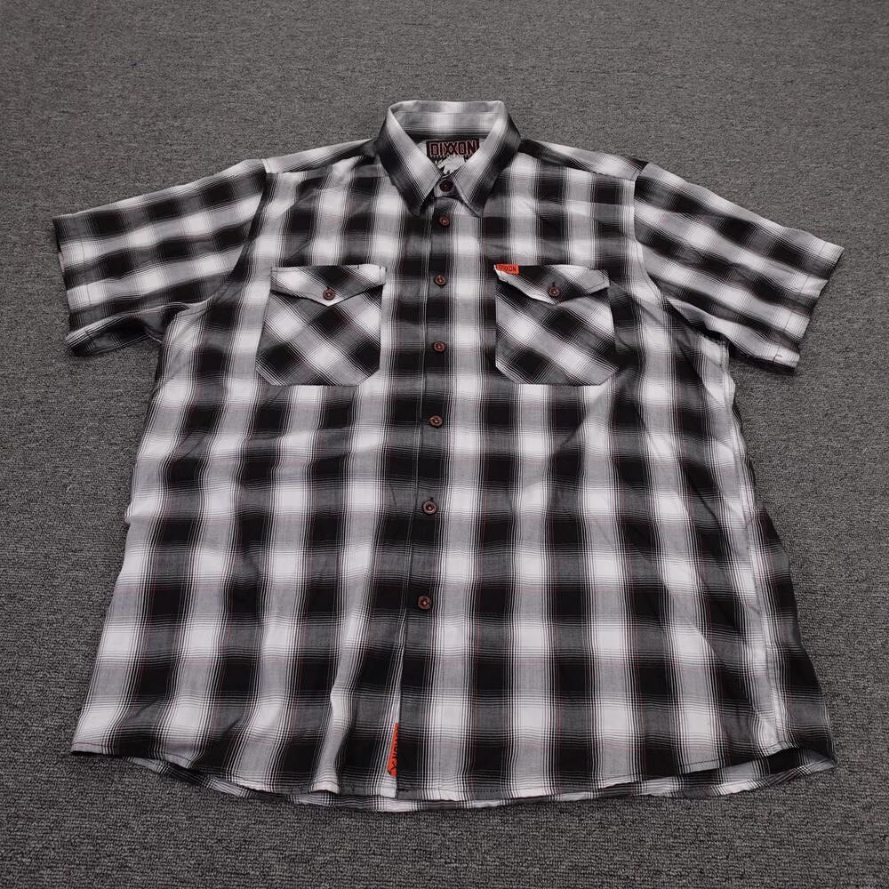 Dixxon Shirt Mens 2XL Black Plaid Short Sleeve Button Up Bamboo Blend Ross Alley